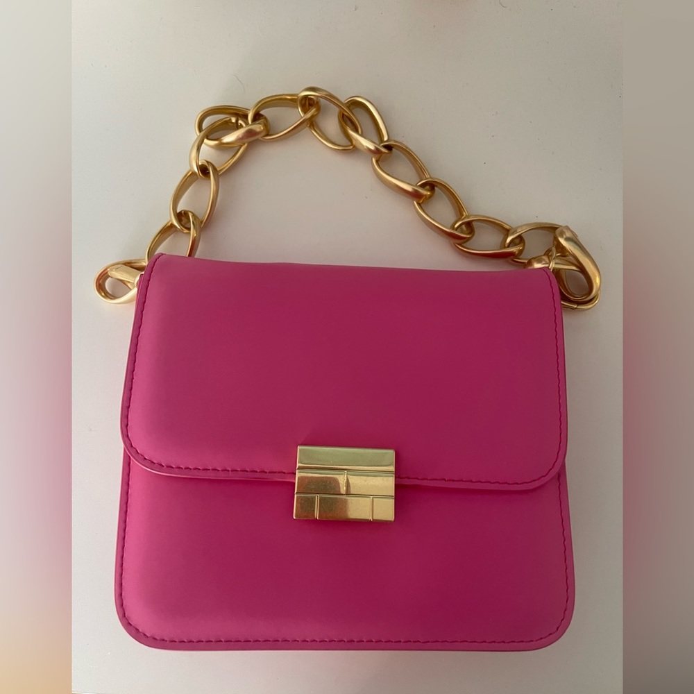 FRAME Le signature bag in hot pink with gold chain